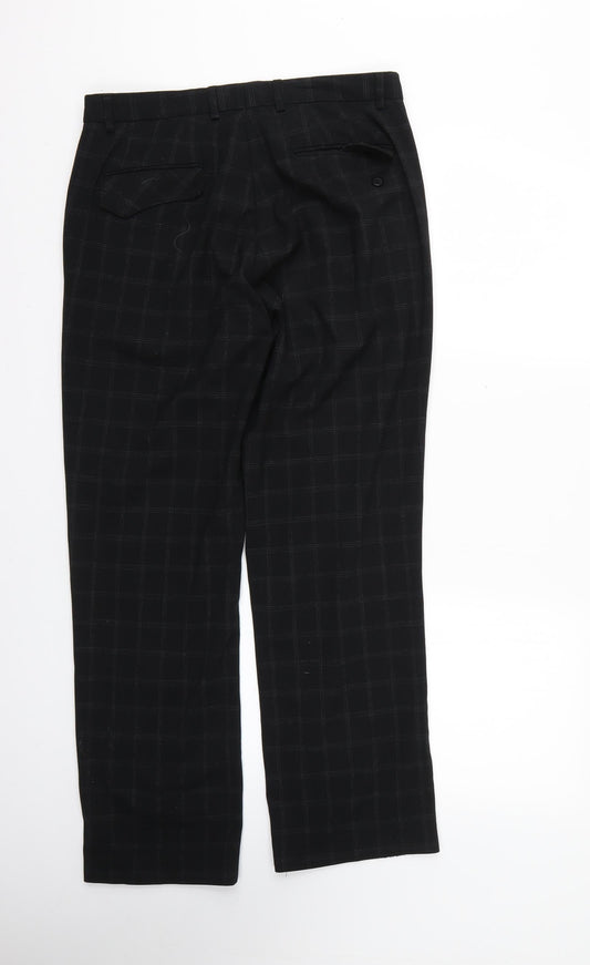 Cedar Wood State Mens Black Check  Trousers   L28 in