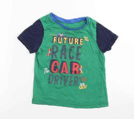 George Boys Green Colourblock  Basic T-Shirt Size 2-3 Years  - racecar