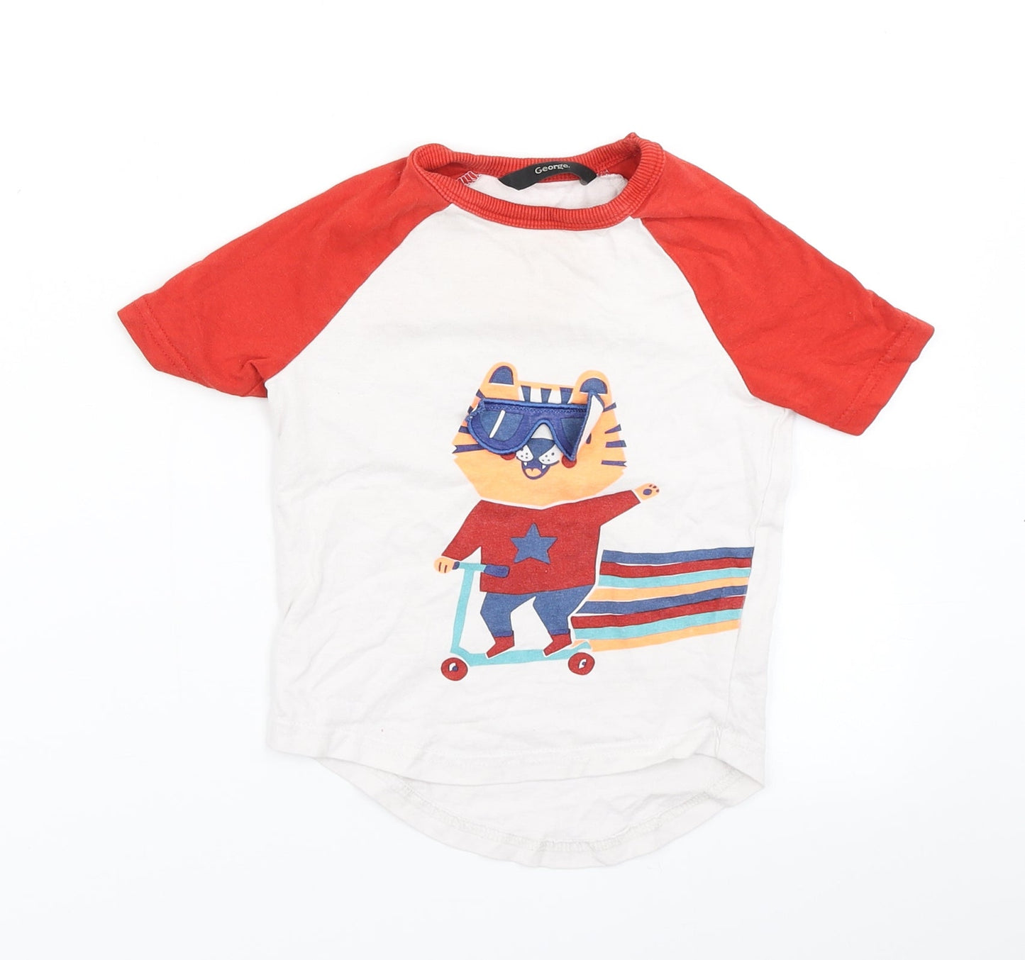 George Boys White Colourblock  Basic T-Shirt Size 18-24 Months
