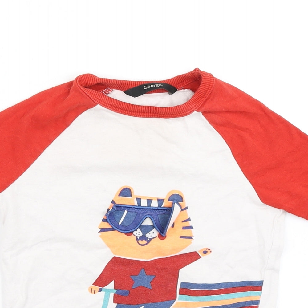 George Boys White Colourblock  Basic T-Shirt Size 18-24 Months