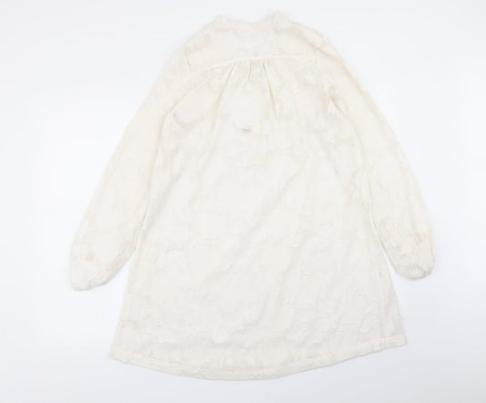 H&M Womens White Geometric  Fit & Flare  Size 4
