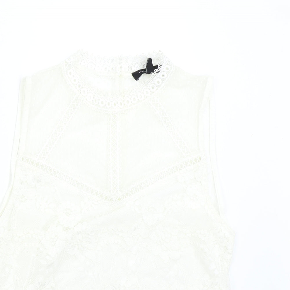 New Look Womens Ivory  Lace Basic Blouse Size 12