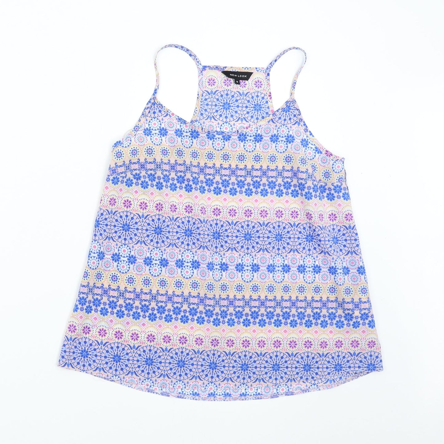 New Look Womens Blue Geometric  Camisole Tank Size 8