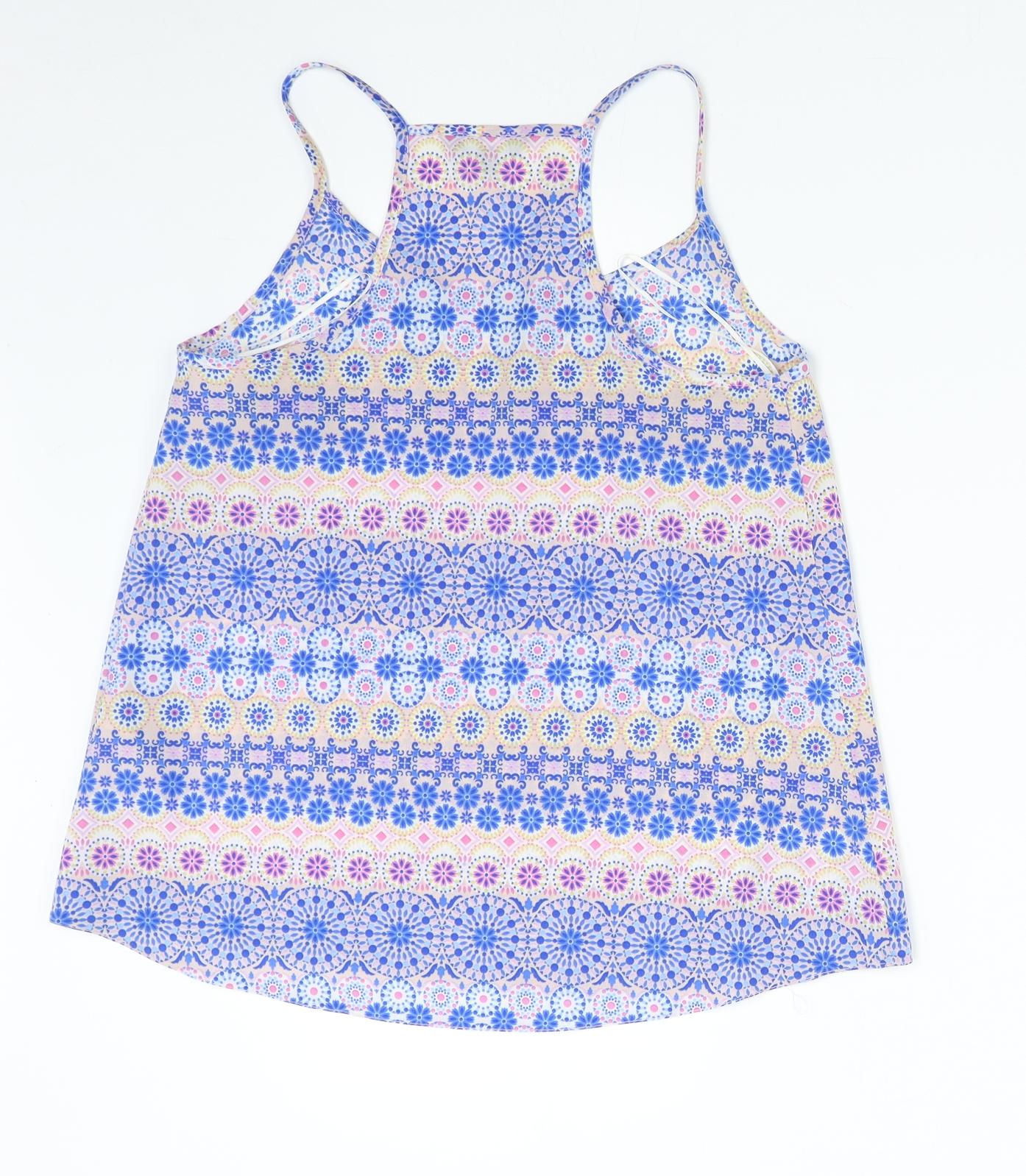 New Look Womens Blue Geometric  Camisole Tank Size 8