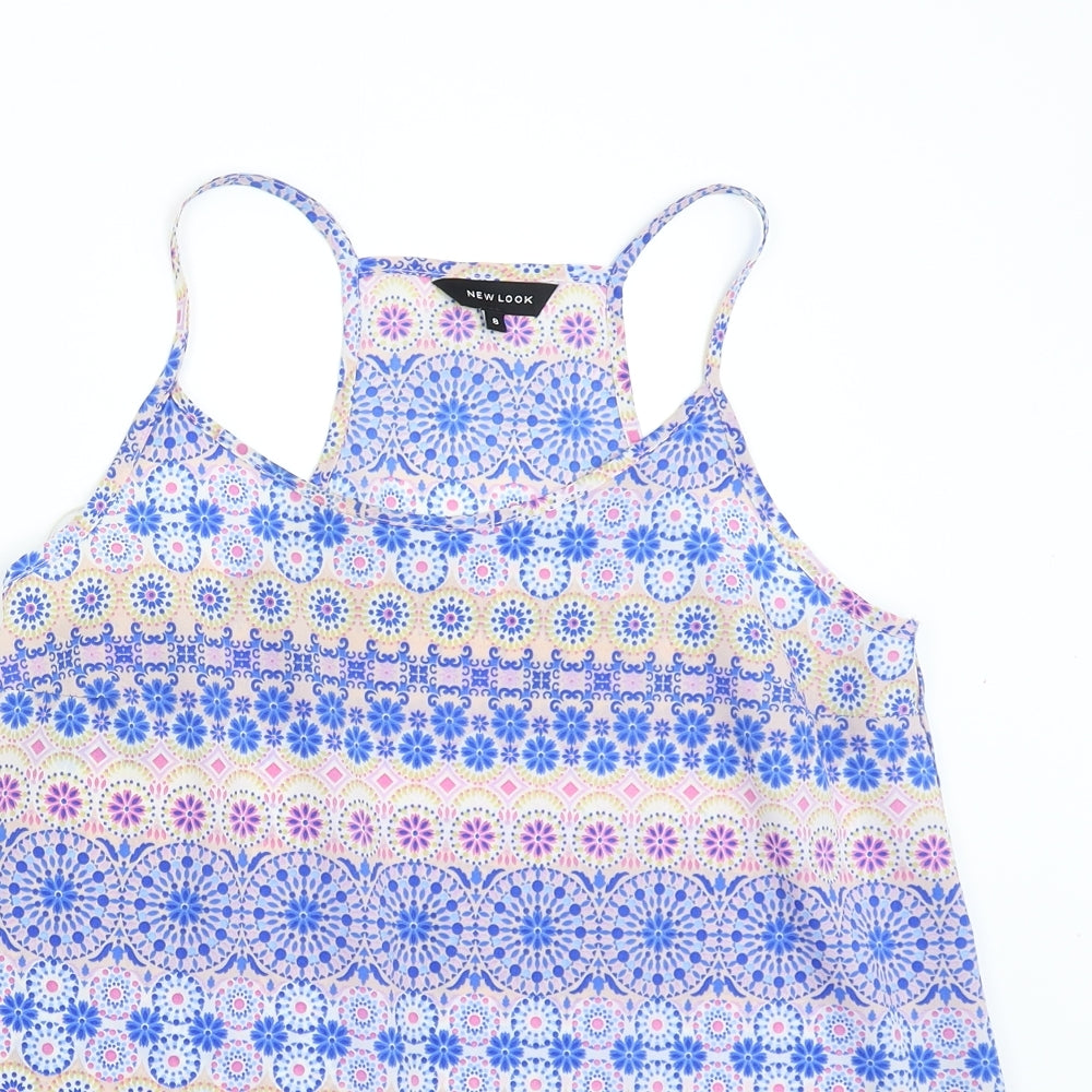 New Look Womens Blue Geometric  Camisole Tank Size 8