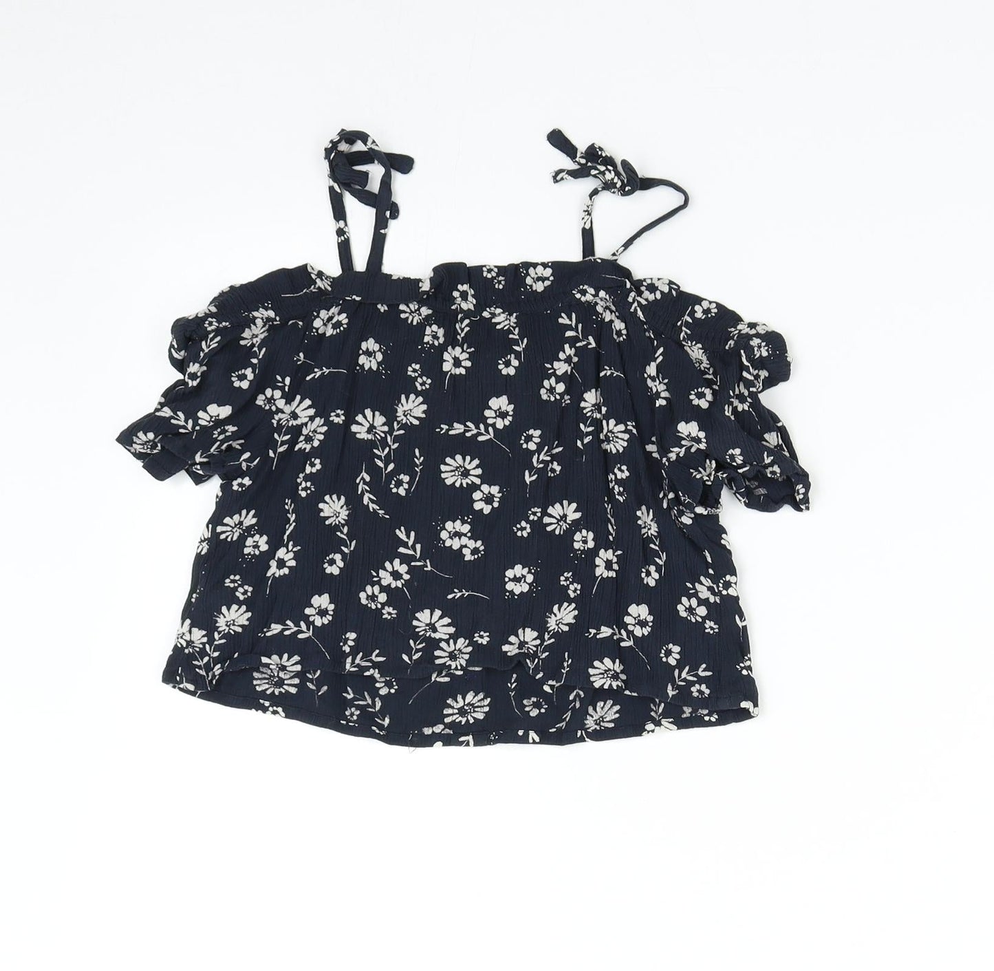 NEXT Girls Blue Floral  Basic Blouse Size 8 Years