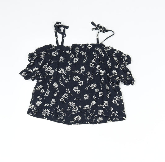 NEXT Girls Blue Floral  Basic Blouse Size 8 Years