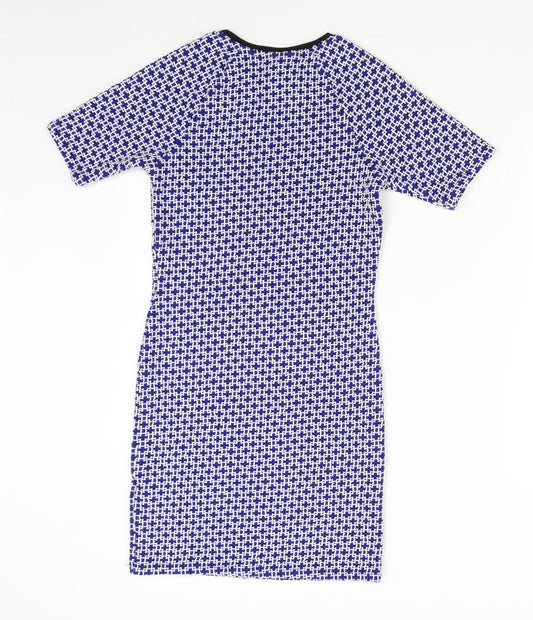 Topshop Womens Blue Geometric  Shift  Size 10