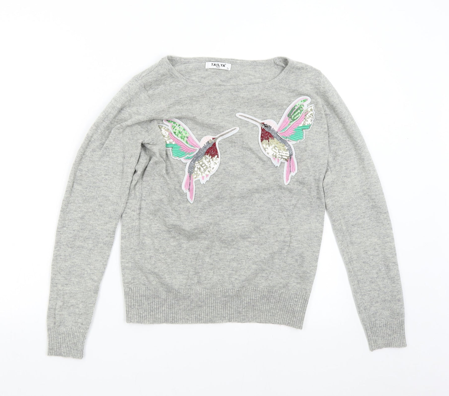 Tailya Womens Grey  Knit Pullover Jumper Size S