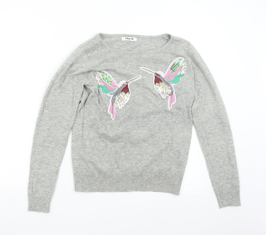 Tailya Womens Grey  Knit Pullover Jumper Size S