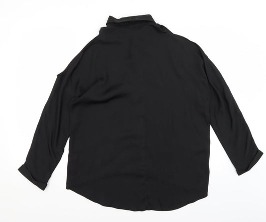 In the Style Womens Black   Basic Button-Up Size 10
