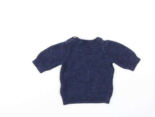 F&F Boys Blue Houndstooth  Pullover Jumper Size 0-3 Months