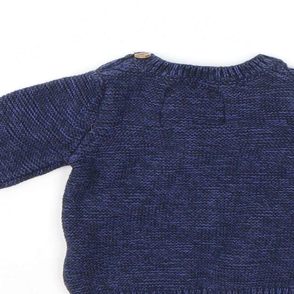 F&F Boys Blue Houndstooth  Pullover Jumper Size 0-3 Months