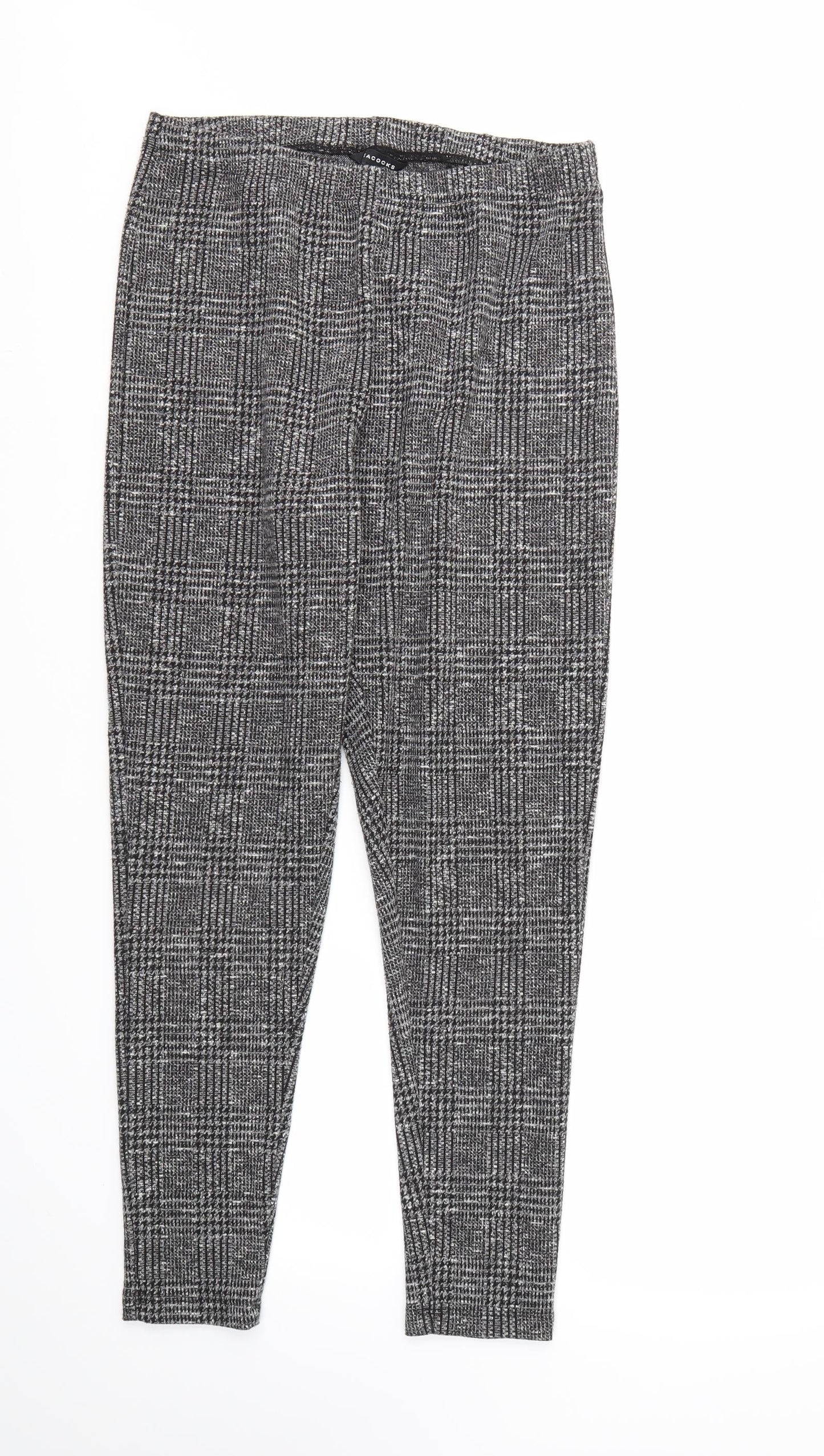 Peacocks Womens Grey Geometric  Trousers  Size 16 L28 in - STRECHY WAISTBAND