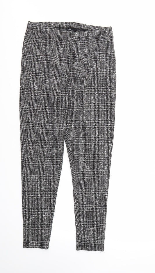 Peacocks Womens Grey Geometric  Trousers  Size 16 L28 in - STRECHY WAISTBAND