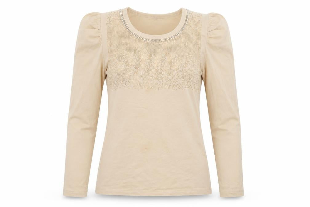 freesia Womens Beige   Pullover Sweatshirt Size M
