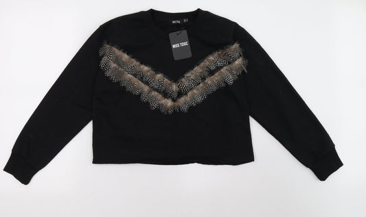 miss toxic Womens Black   Pullover Sweatshirt Size 8  - cropped