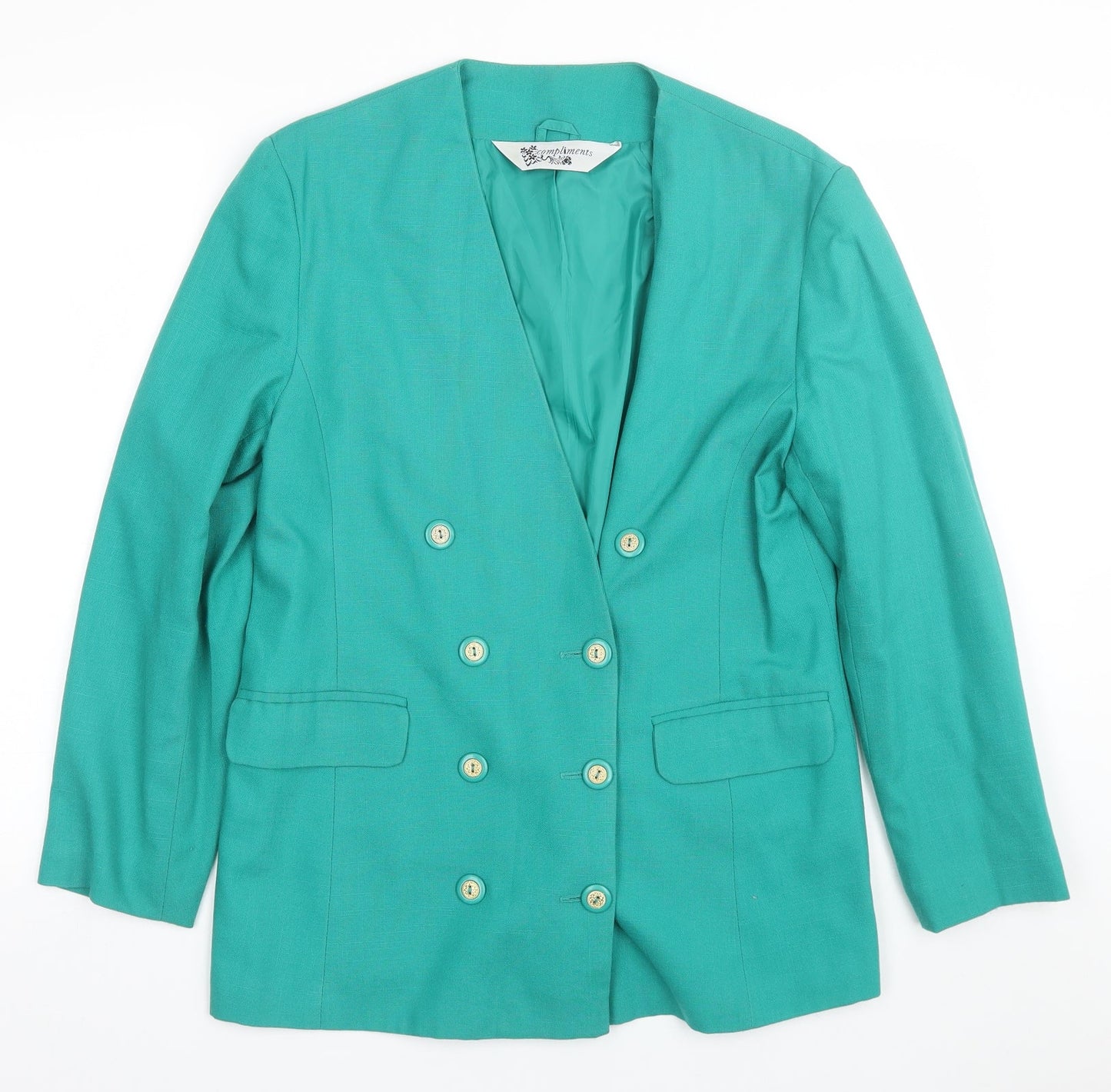 Compliments Womens Green   Jacket Suit Size 16