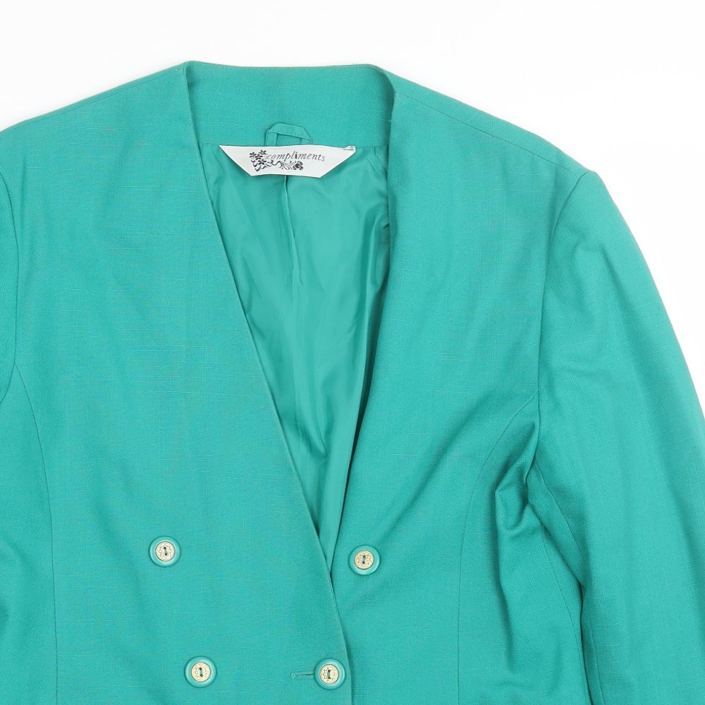 Compliments Womens Green   Jacket Suit Size 16