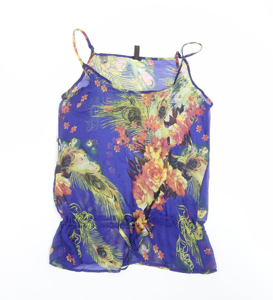 Tokiyo Womens Blue Floral  Basic Blouse Size 10