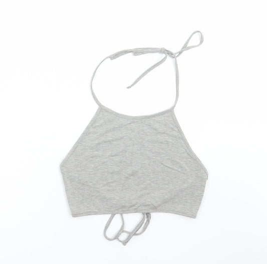 Missguided Womens Grey   Cropped T-Shirt Size 10
