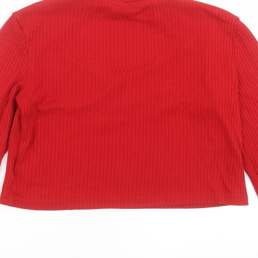 Divided by H&M Womens Red Striped  Pullover Jumper Size M  - Choker style neck