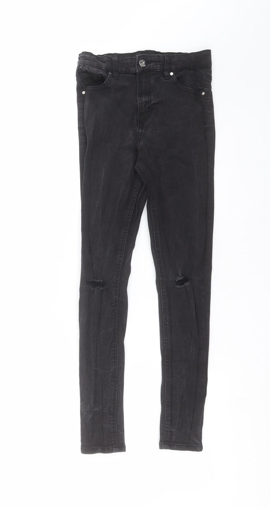 DENIM 365 Girls Black  Denim Skinny Jeans Size 12-13 Years - distressed