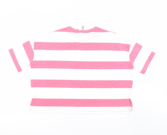 ASOS Womens Pink Striped  Basic T-Shirt Size 8