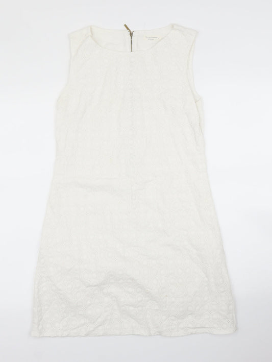 Okeysi Womens White Floral  Shift  Size S