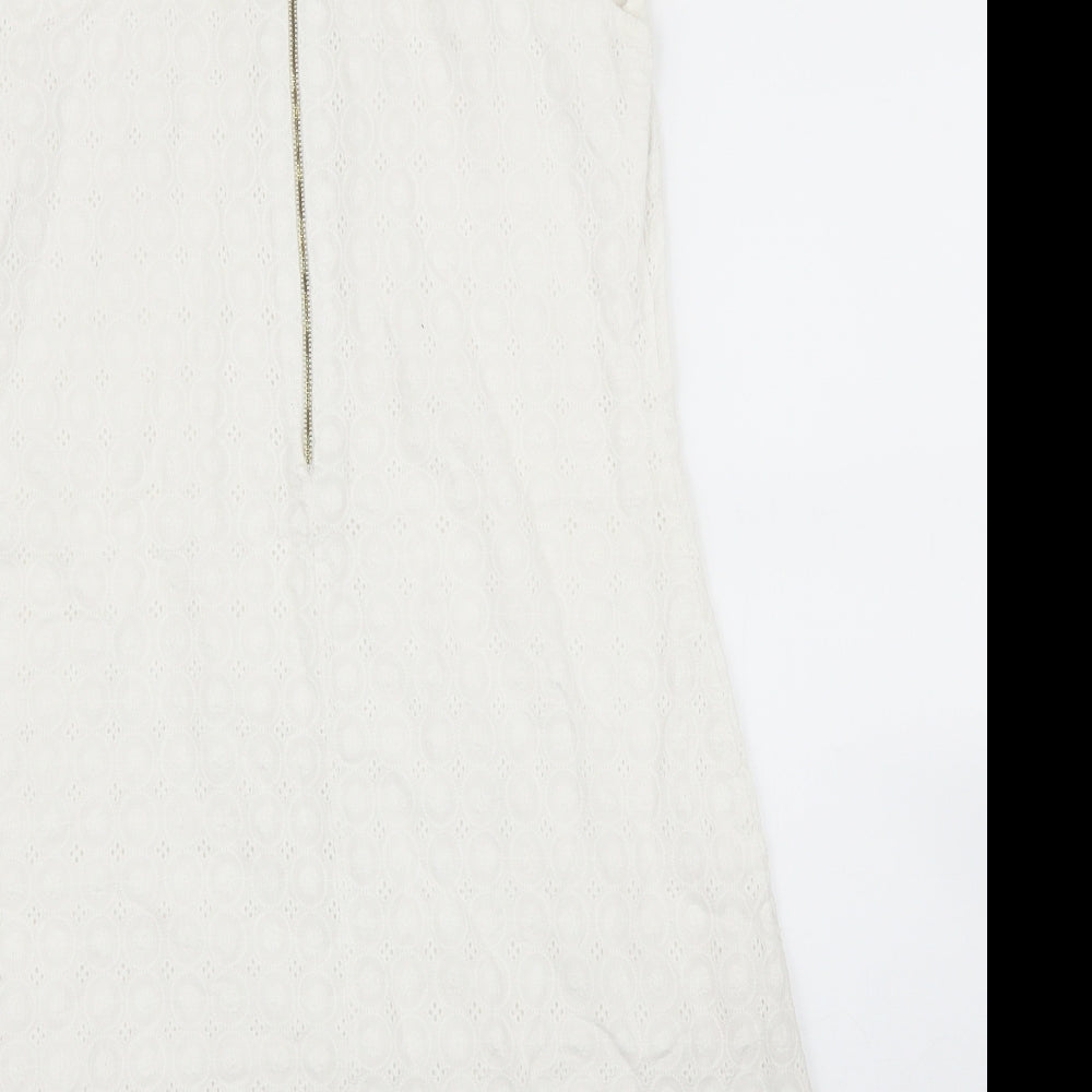 Okeysi Womens White Floral  Shift  Size S