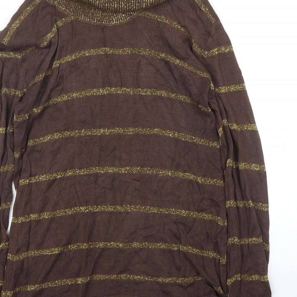Preworn Womens Brown Striped  Pullover Jumper Size S