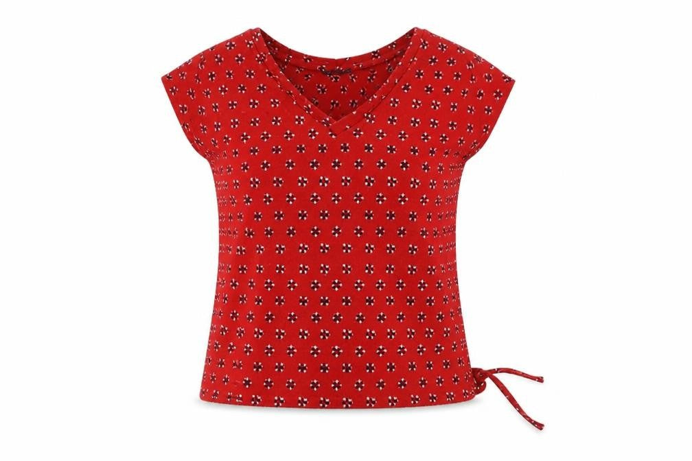 Marks and Spencer  Womens Red Floral  Basic T-Shirt Size 6