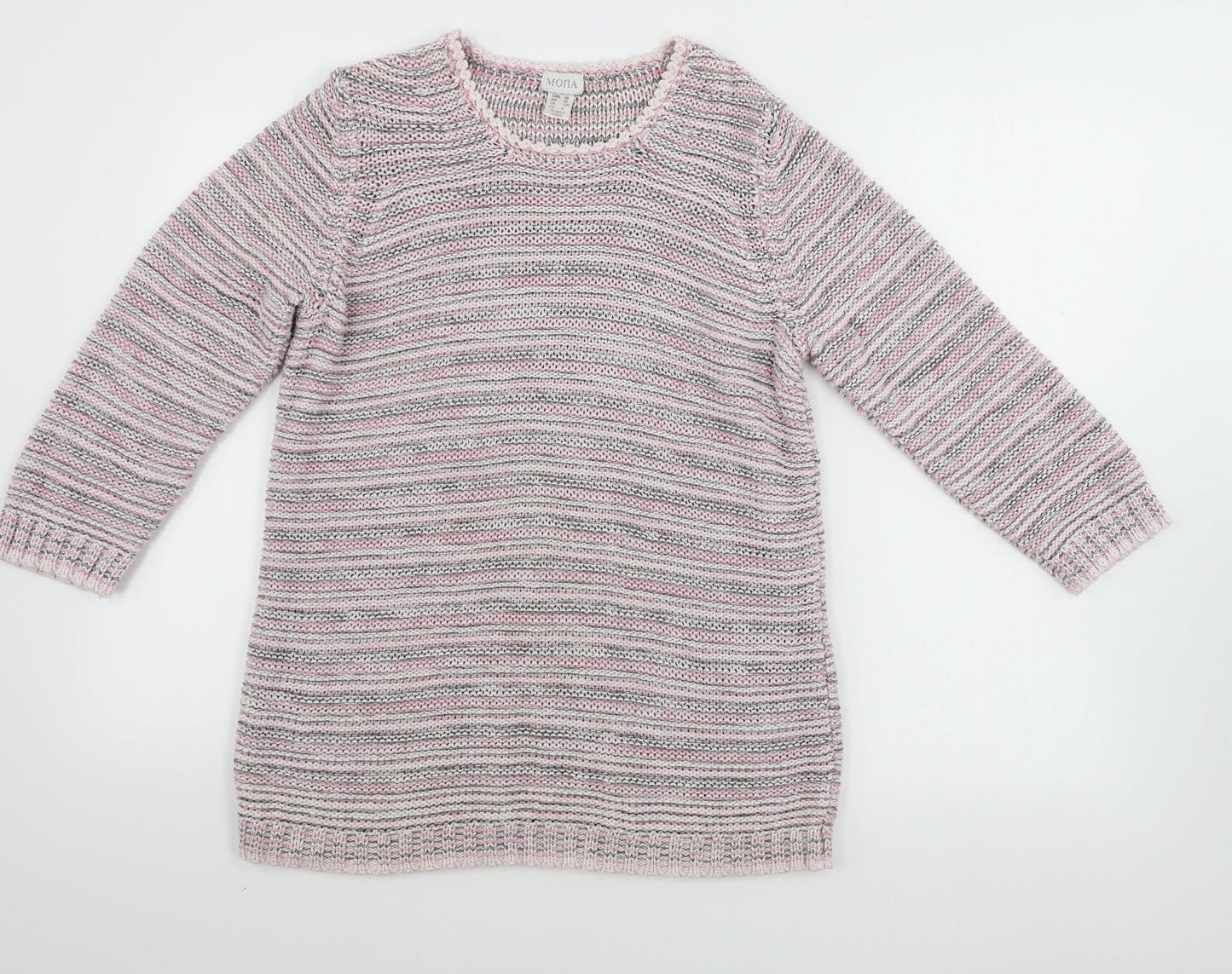 mona Womens White Striped  Pullover Jumper Size 12