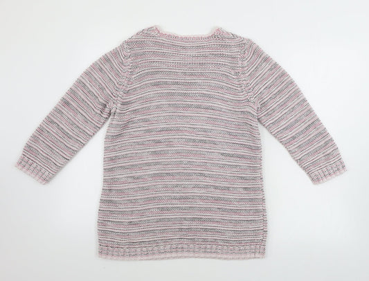 mona Womens White Striped  Pullover Jumper Size 12