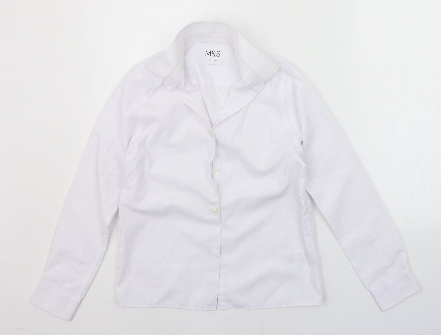 Marks and Spencer Girls White   Basic Button-Up Size 10-11 Years