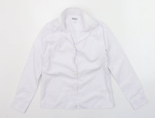 Marks and Spencer Girls White   Basic Button-Up Size 10-11 Years