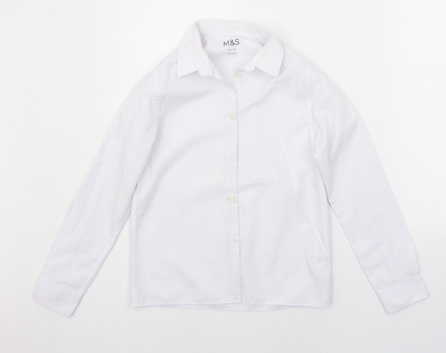 Marks and Spencer Girls White   Basic Button-Up Size 10-11 Years