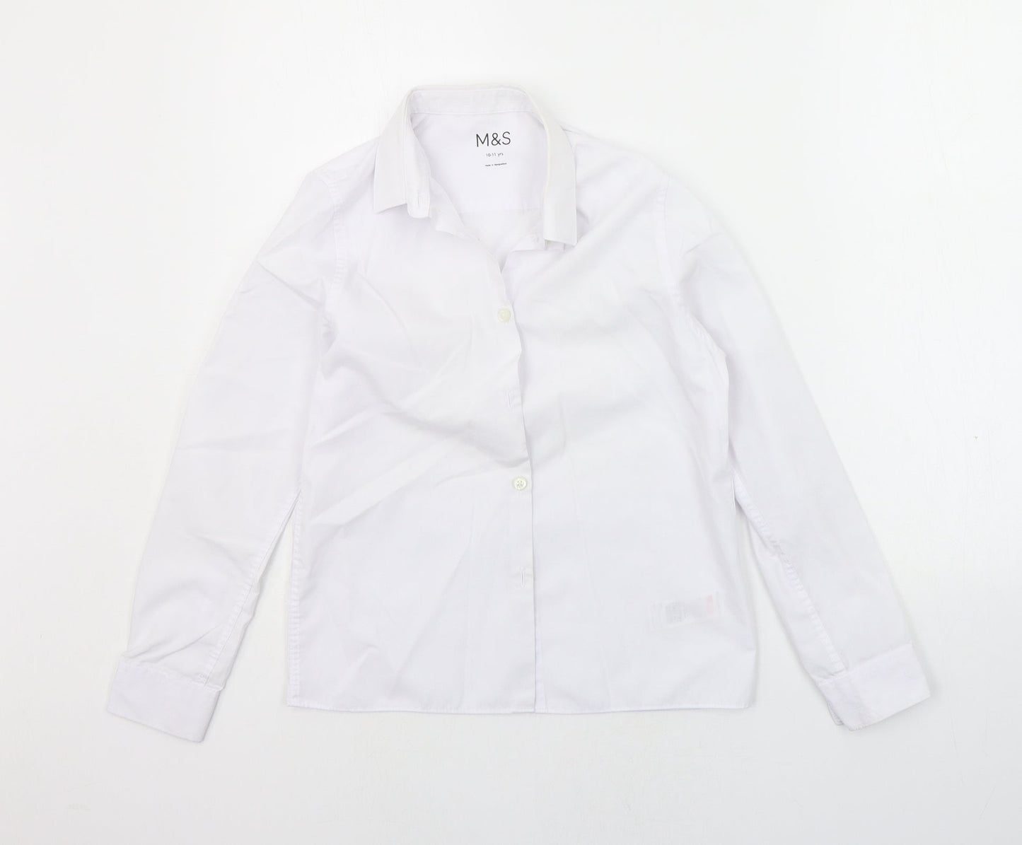 Marks and Spencer Girls White   Basic Button-Up Size 10-11 Years  - SCHOOL