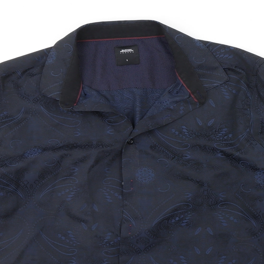 Burton Mens Blue Geometric   Button-Up Size L