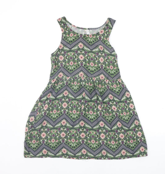Beautees Womens Green Geometric  Basic Tank Size 8