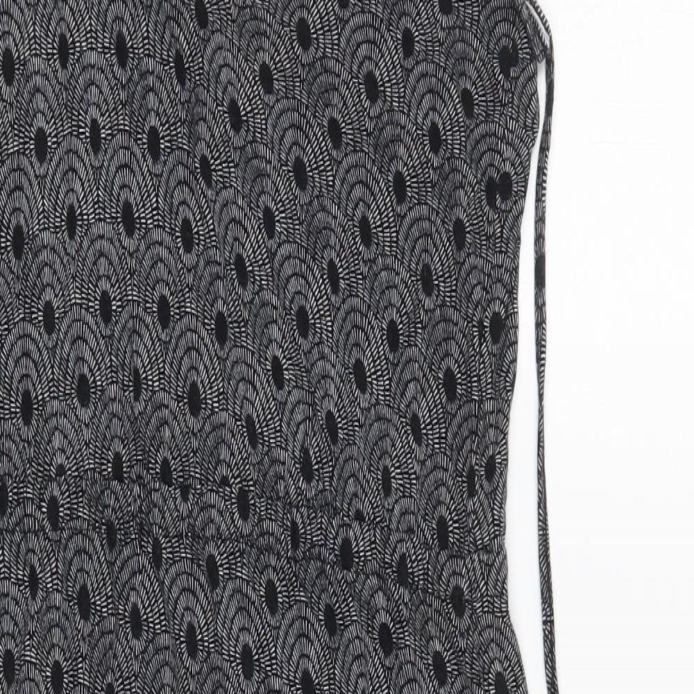 Preworn Womens Black Geometric  A-Line  Size 8