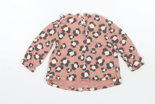 TU Girls Pink Animal Print  Basic T-Shirt Size 6-9 Months