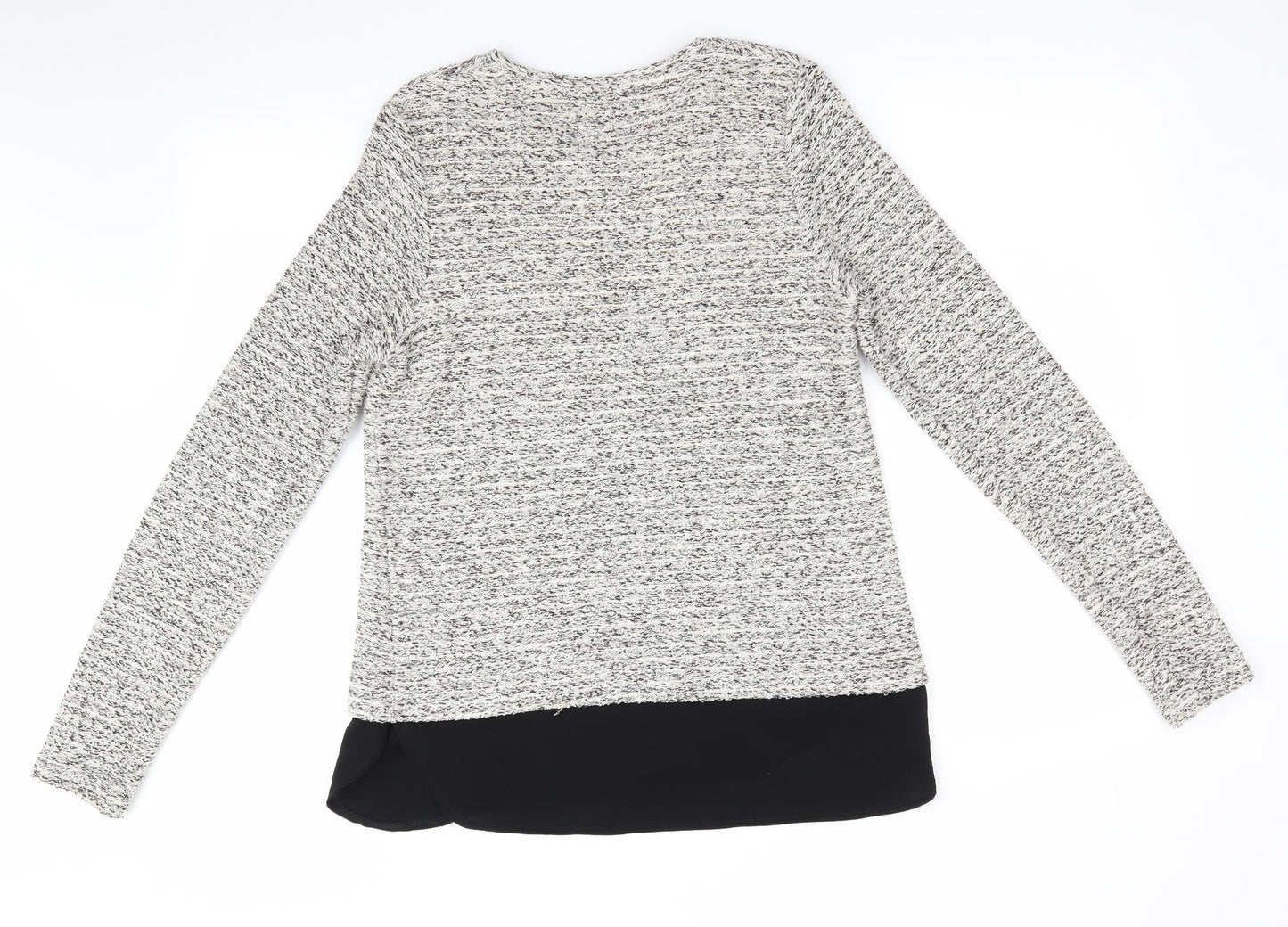 Dunnes Womens Ivory   Pullover Jumper Size S  - Subtle shimmer effect - Faux Blouse hem
