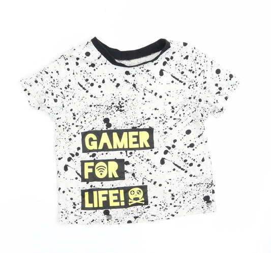 George Boys Black Animal Print  Basic T-Shirt Size 6-7 Years  - Gamer for Life