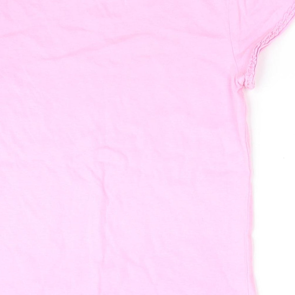 Florence and Fred Girls Pink   Basic T-Shirt Size 4-5 Years  - Rouched trim to sleeves