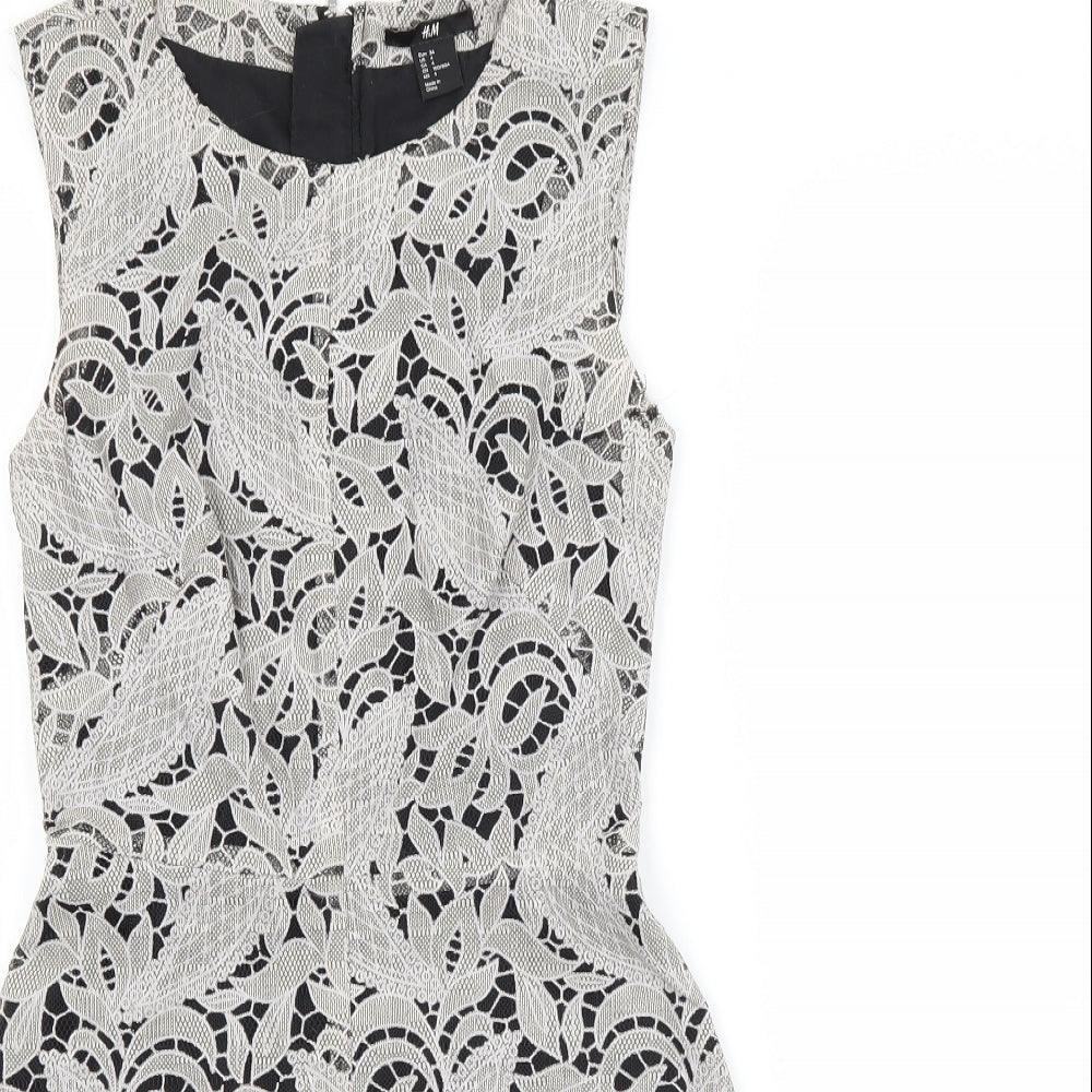 H&M Womens Grey Floral  A-Line  Size 6