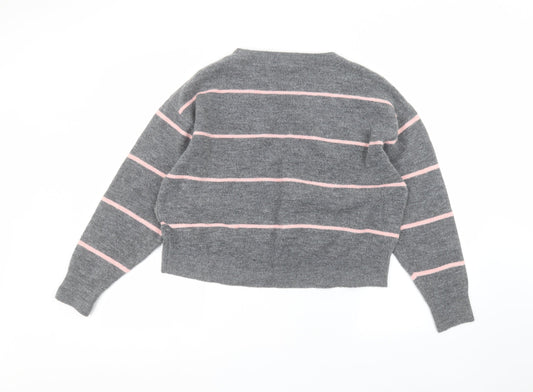 H&M Womens Grey Striped  Pullover Jumper Size S