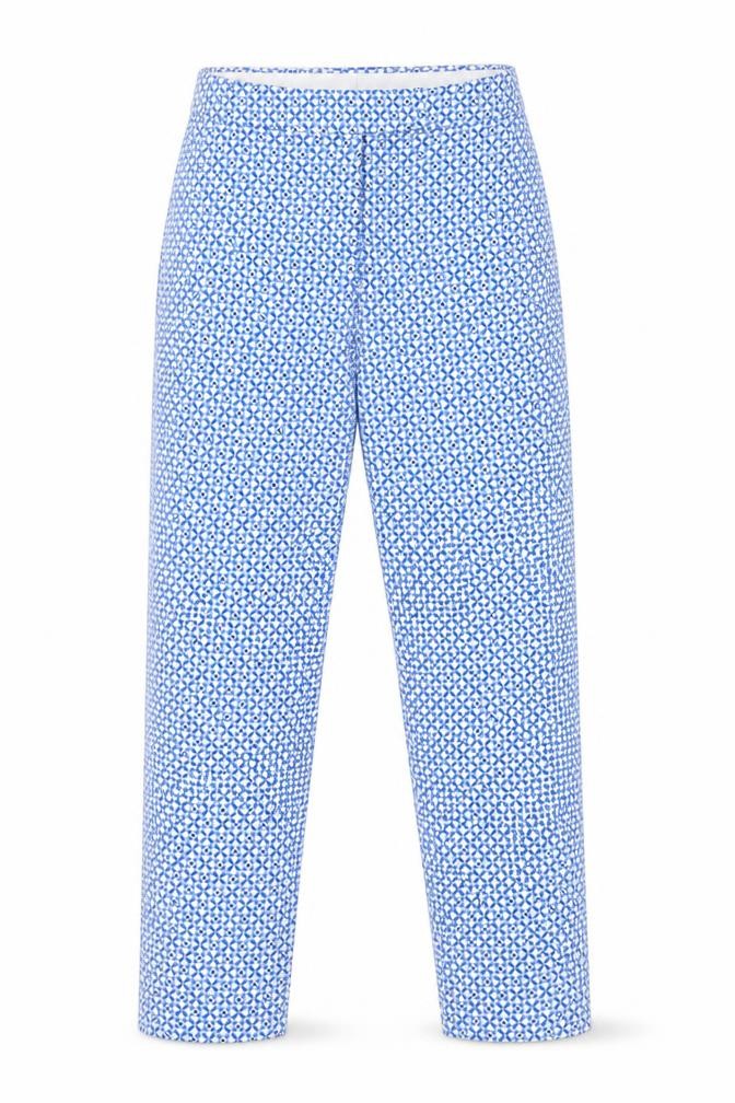 M&S Womens Blue Geometric  Trousers  Size 8 L26 in