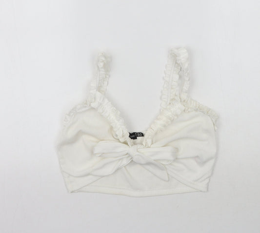 PRETTYLITTLETHING Womens White   Cropped Blouse Size 10