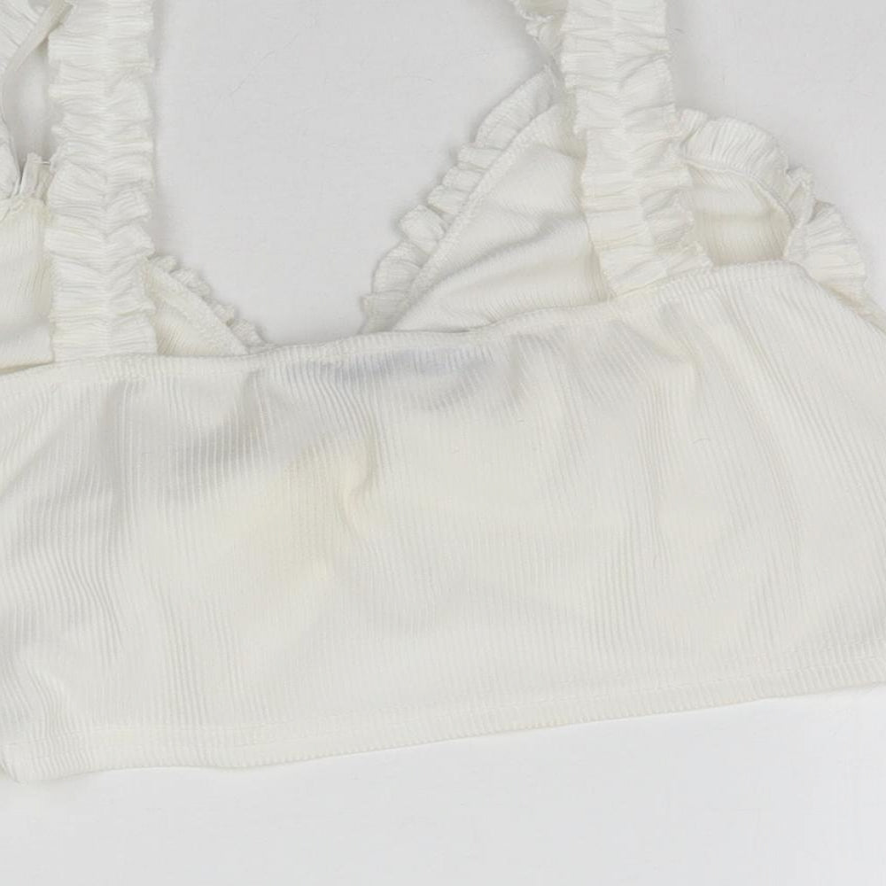 PRETTYLITTLETHING Womens White   Cropped Blouse Size 10